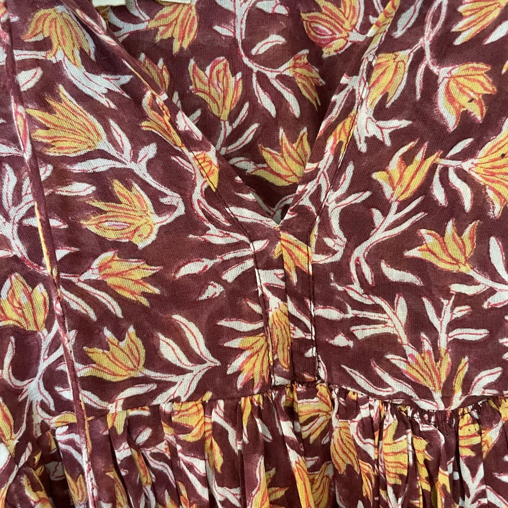 Daughters of India Maroon and Yellow Floral Dress - Picture 7 of 7